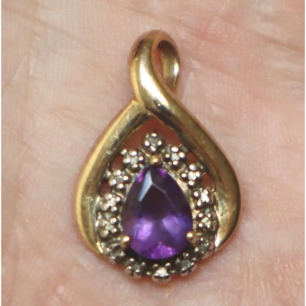 Amethyst Gold over Sterling Pendant Marked R